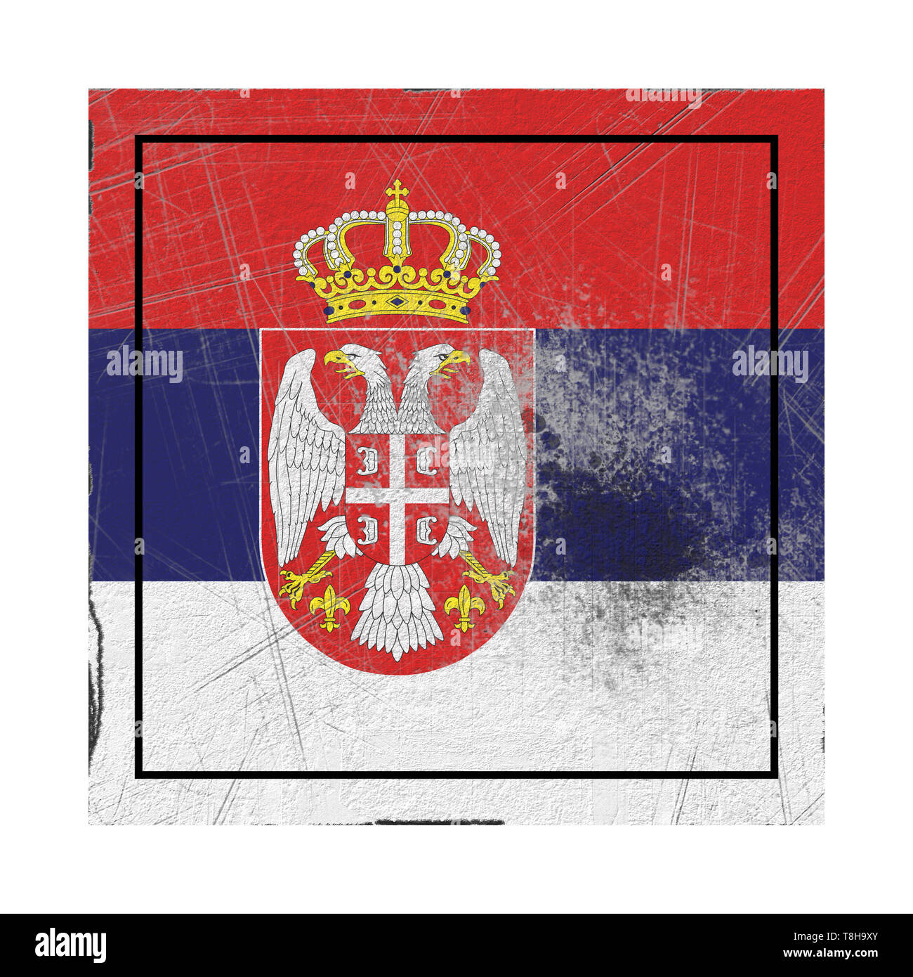 3d rendering of a Serbia country flag on a rusty surface Stock Photo