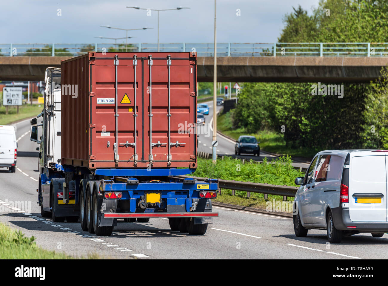 Shipping Container On Lorry High Resolution Stock Photography and
