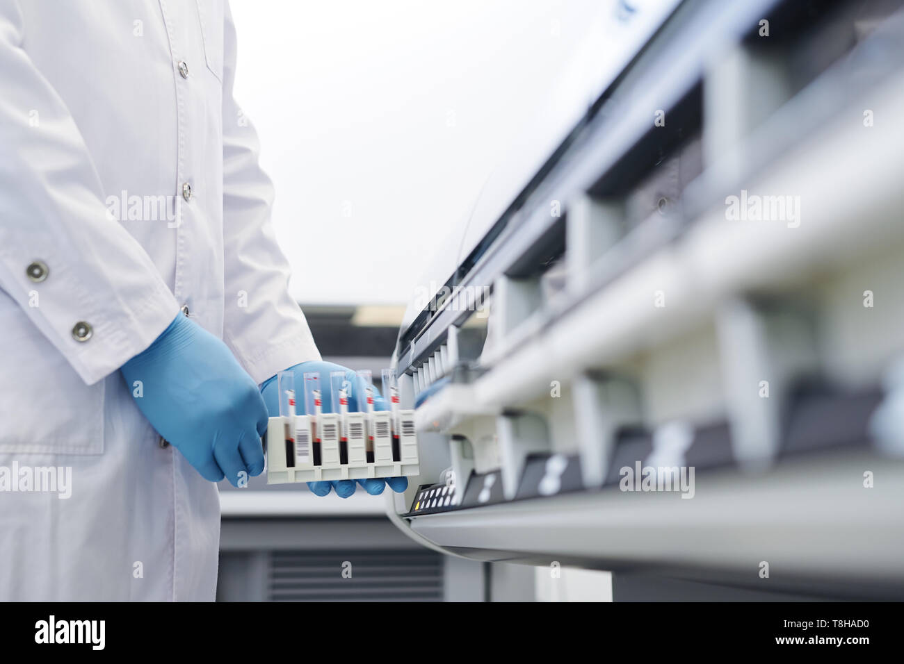 Using chemistry lab machine Stock Photo Alamy