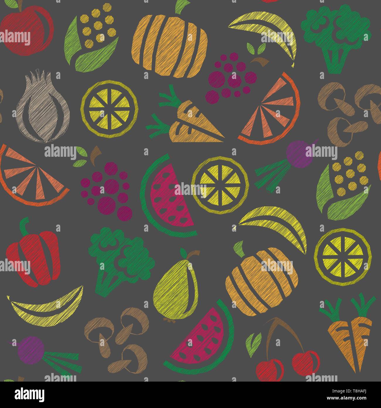 seamless background with fruits and vegetables Stock Vector Image & Art ...