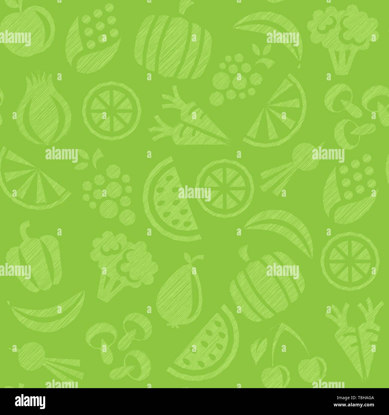 green seamless background with fruits and vegetables Stock Vector Image ...