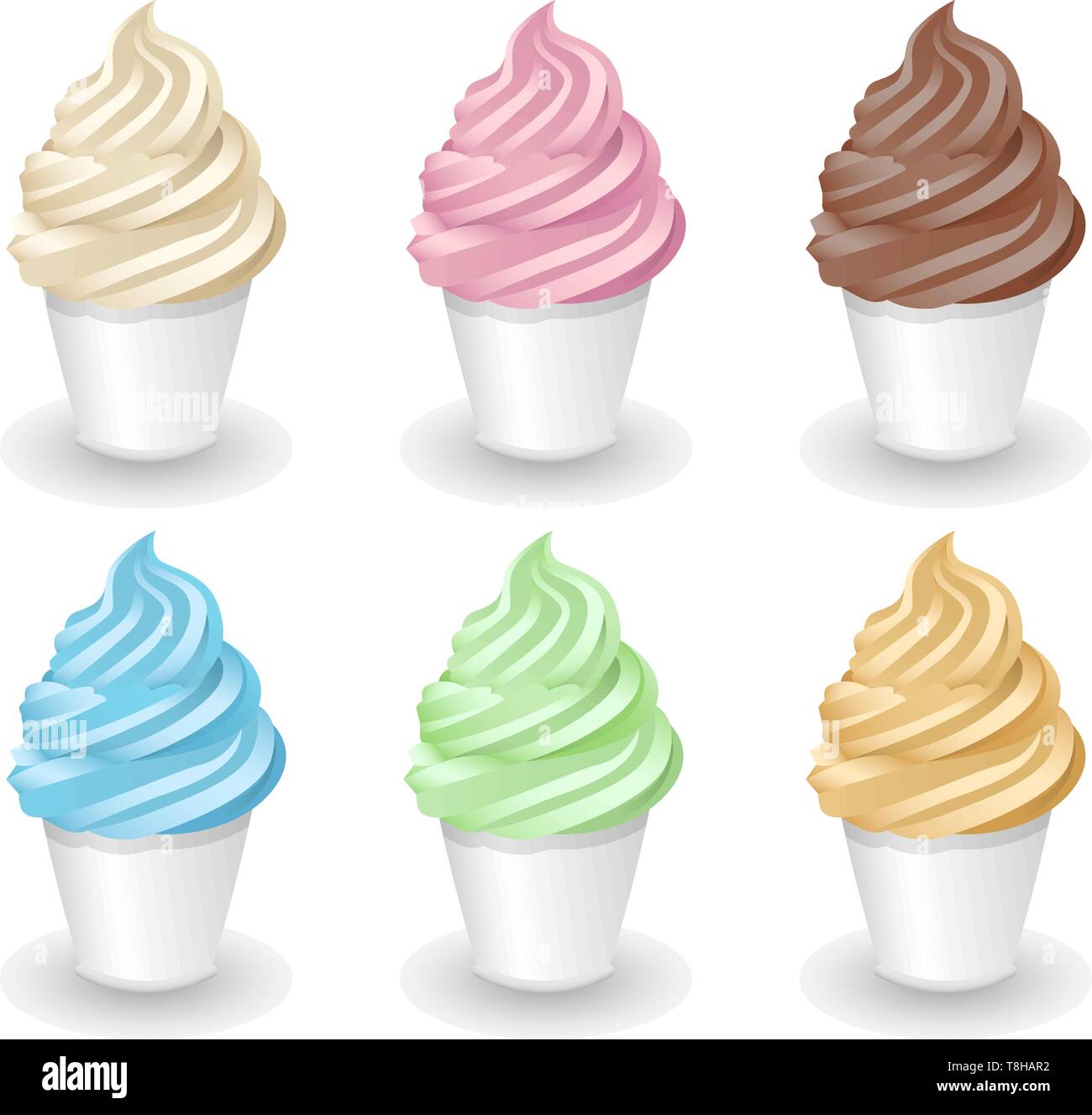 colorful whipped ice cream vector set on white background Stock Vector