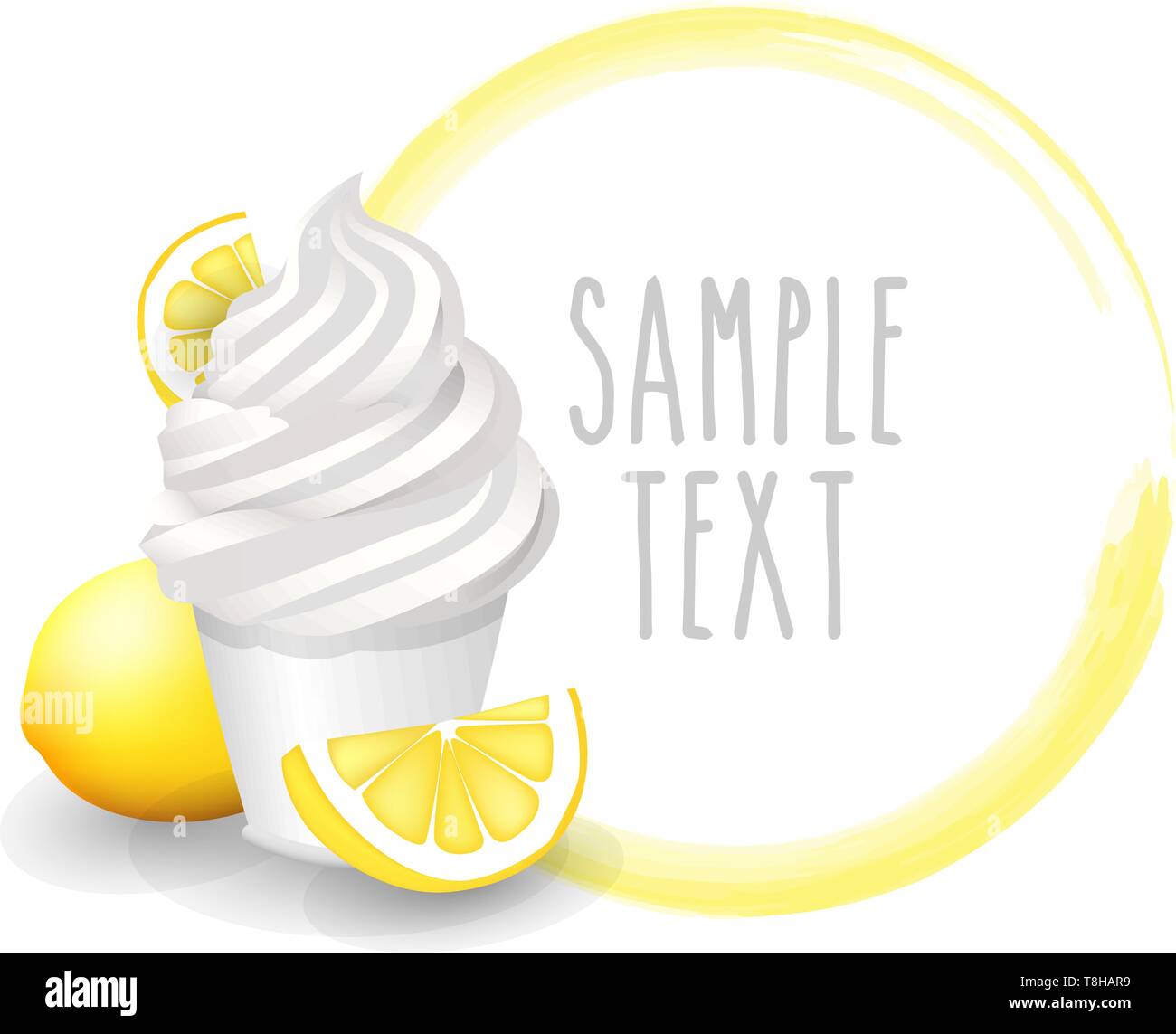 Soft ice cream mug variety lemon vector icon with white background Stock Vector