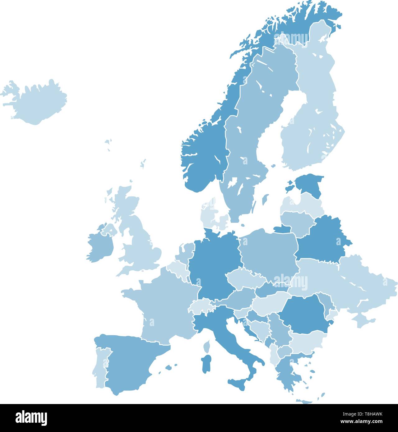 detailed europe european countries map vector Stock Vector
