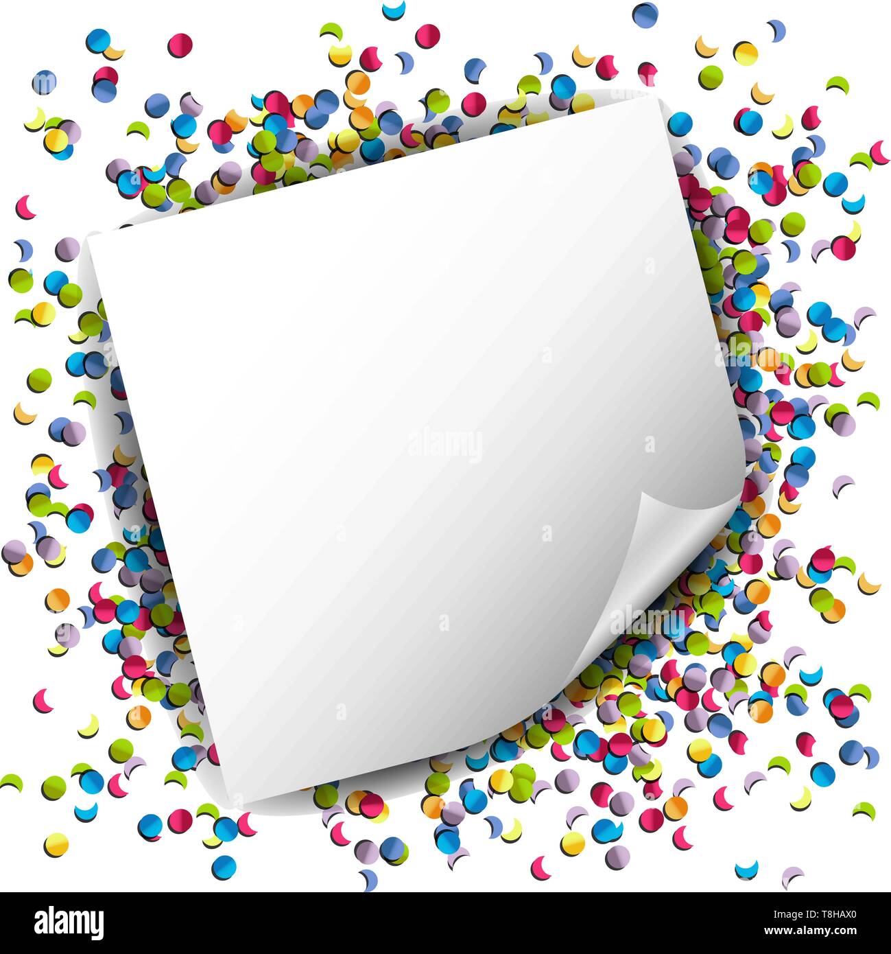 confetti with paper note vector background Stock Vector