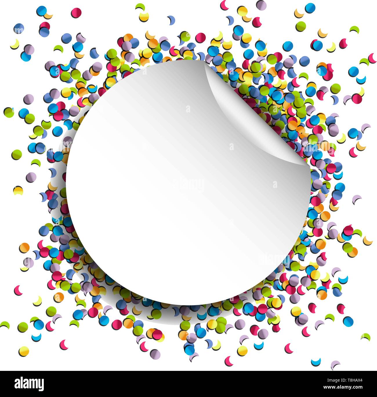 confetti background with a paper circle vector Stock Vector