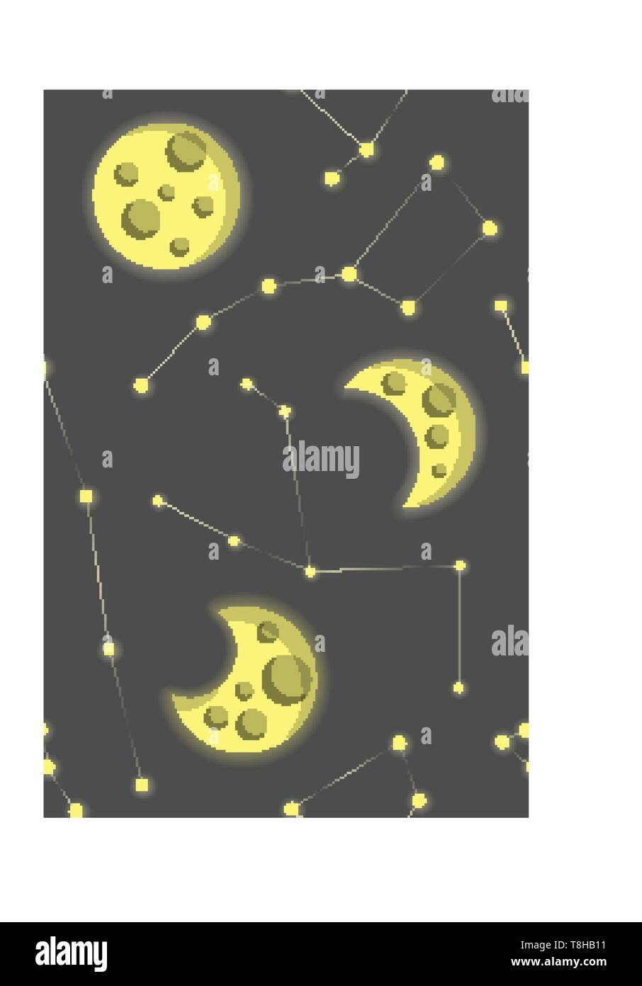 Yellow moon and stars seamless background pattern vector Stock Vector