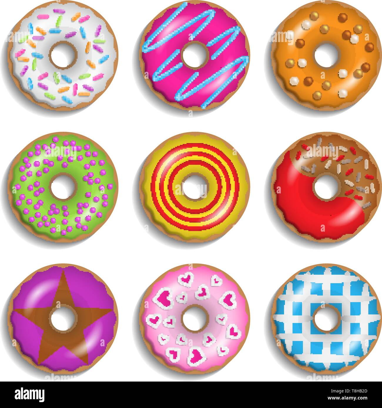 donuts vector set on white background Stock Vector Image & Art - Alamy