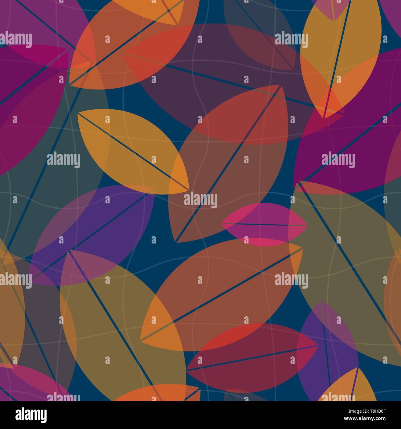 Autumn Leaves Seamless Pattern on Transparent Background Vector ...