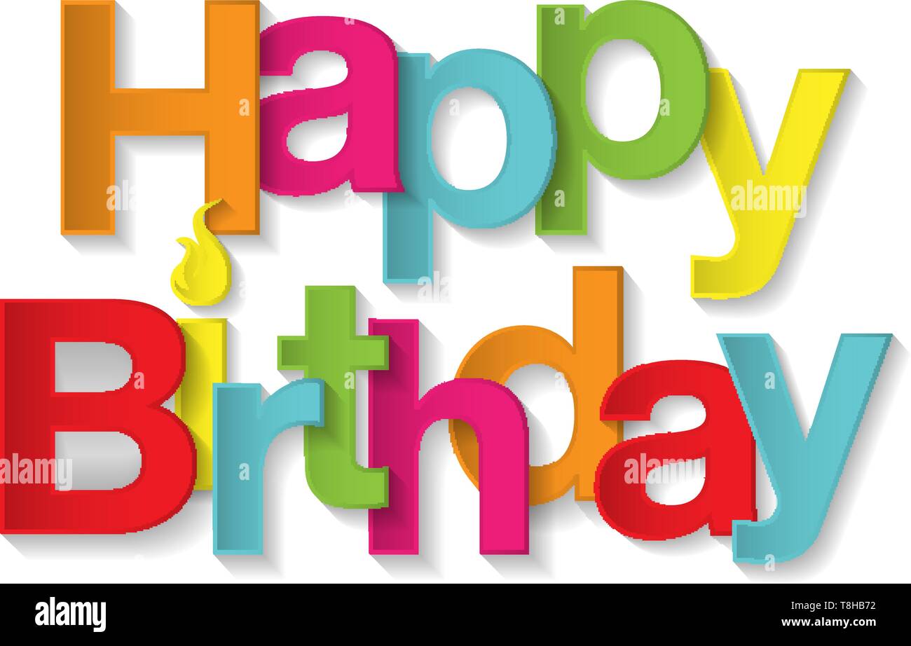 Happy birthday colorful text with candle Stock Vector