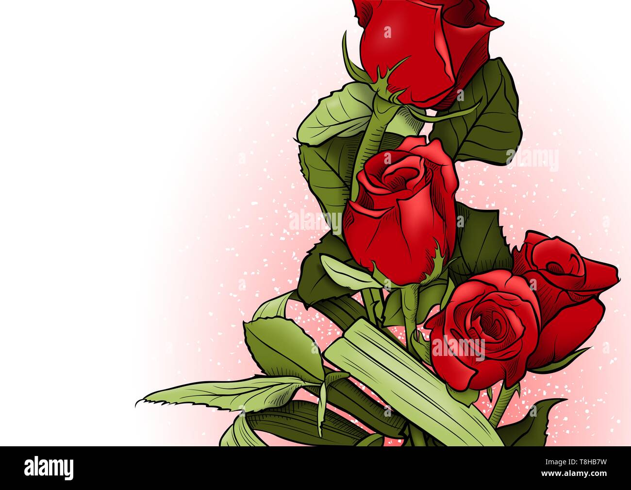 Red Roses Bouquet Greeting Card Stock Vector Image & Art - Alamy