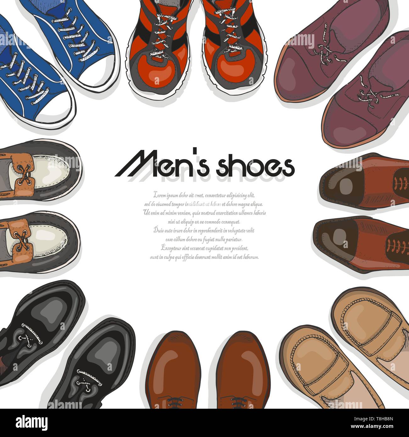 Vector background with men's shoes. Vector  illustration for your design Stock Vector