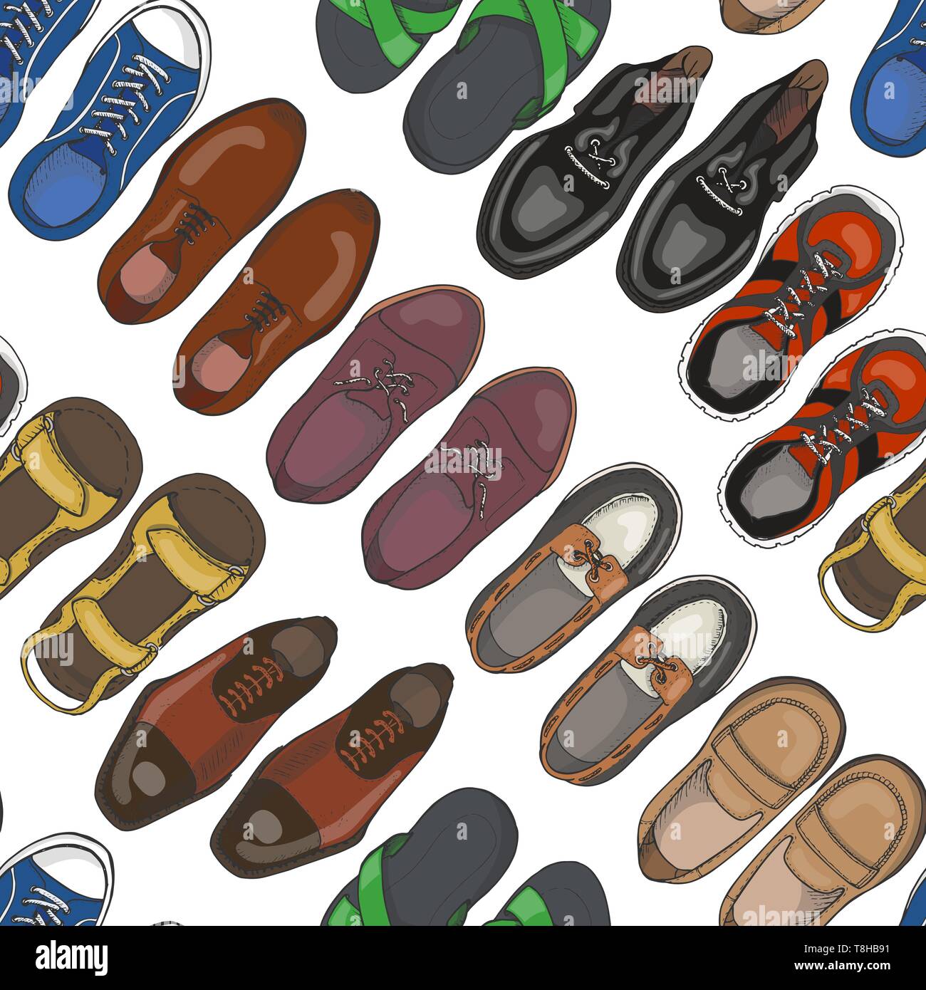 Seamless pattern with men's shoes. Vector  illustration for your design Stock Vector
