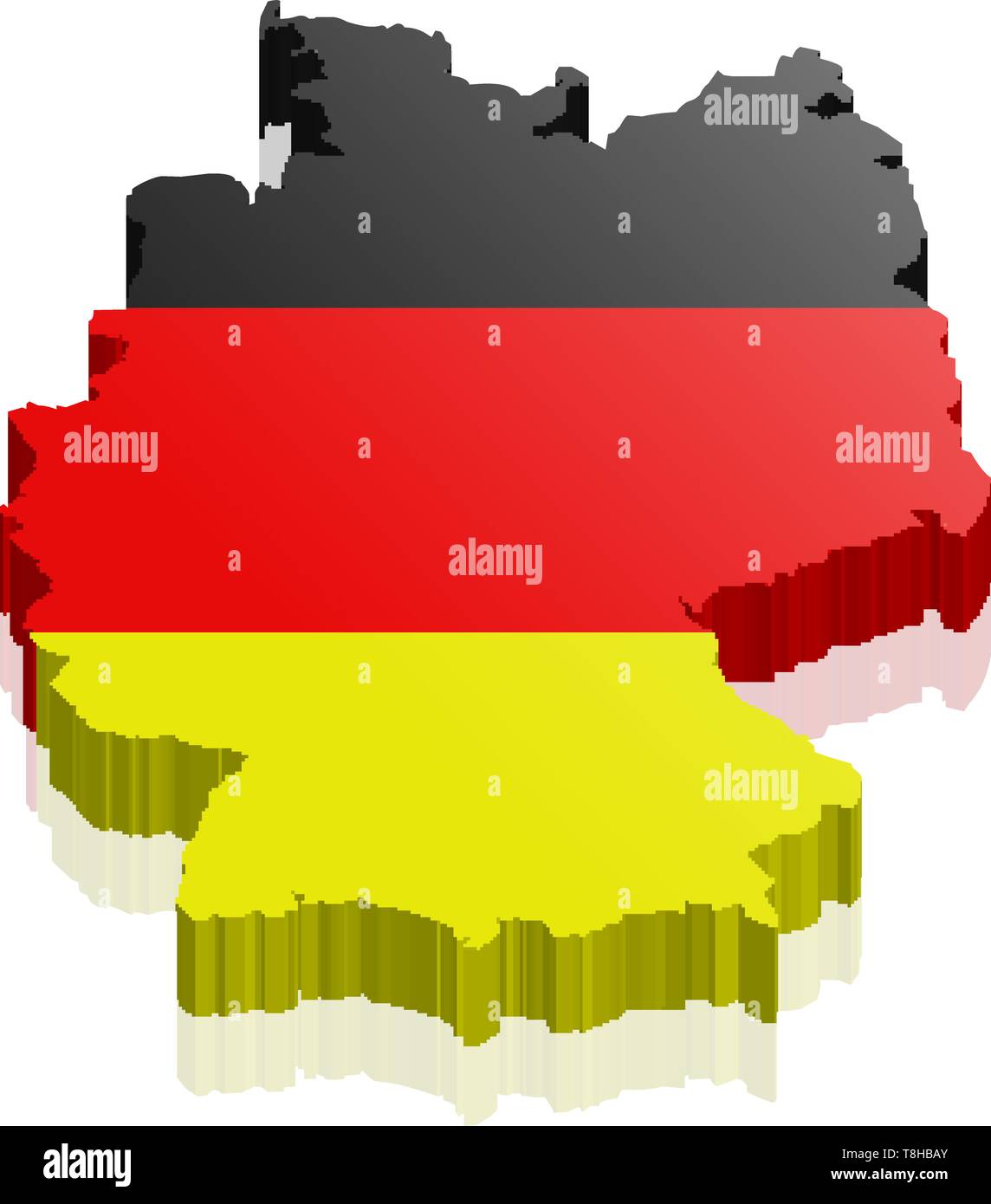 germany 3D vector map in black red gold Stock Vector