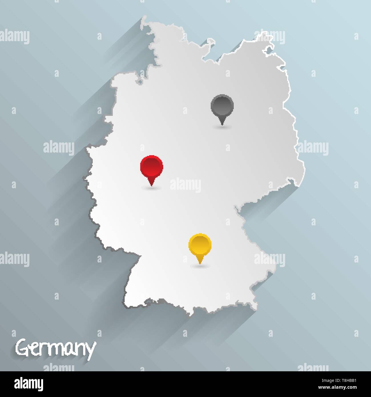 Germany country map 3D vector graphic with marker Stock Vector