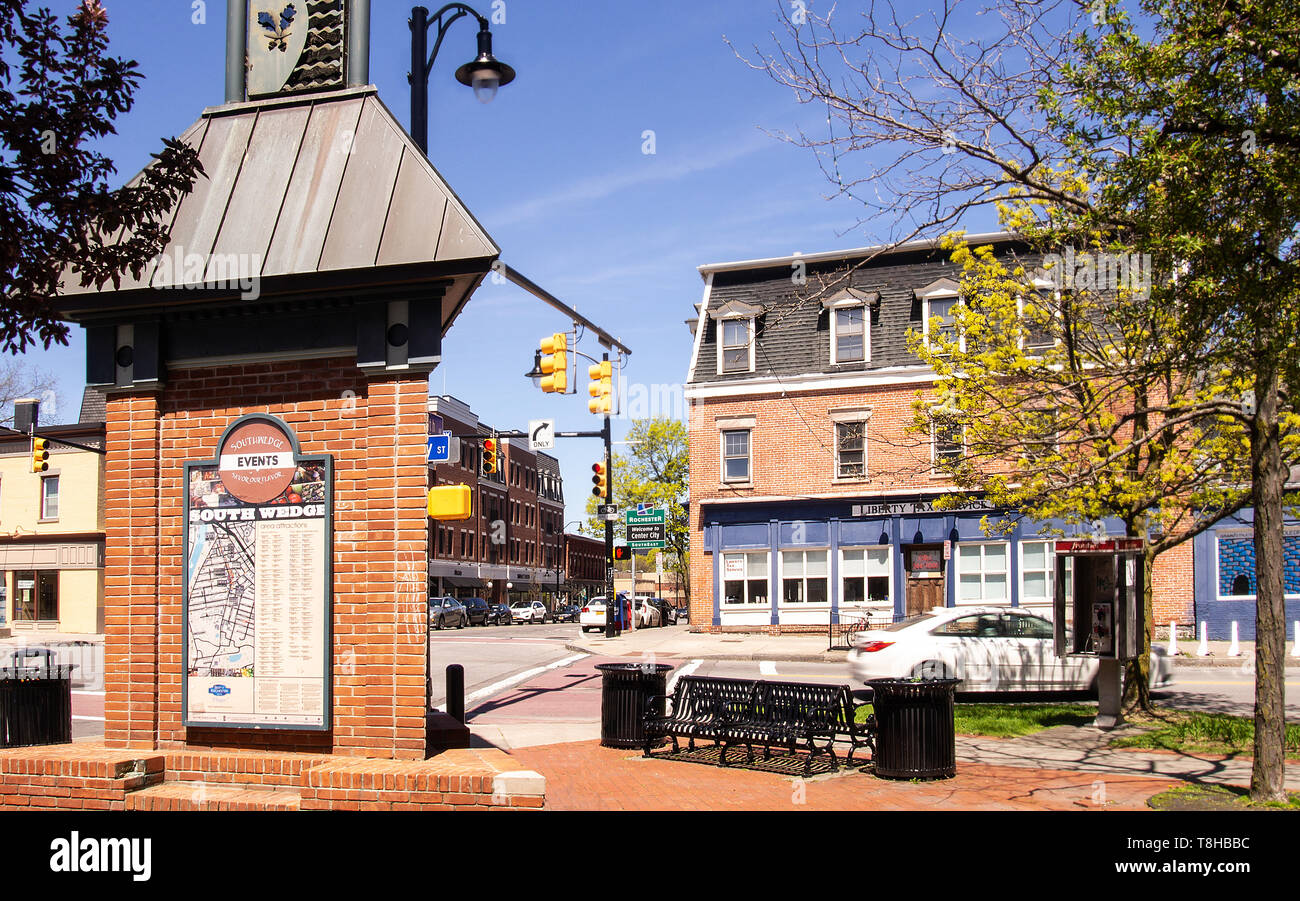 Rochester, New York, USA. May 8, 2019. The picturesque corner of Gregory Street and South Avenue in Rochester, NY on a beautiful spring afternoon Stock Photo