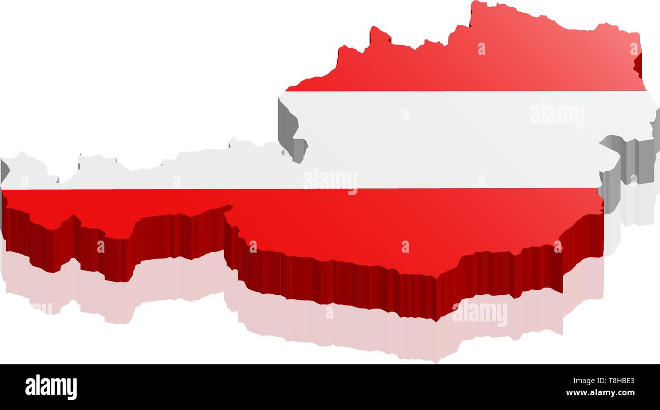 austria map 3d Stock Vector