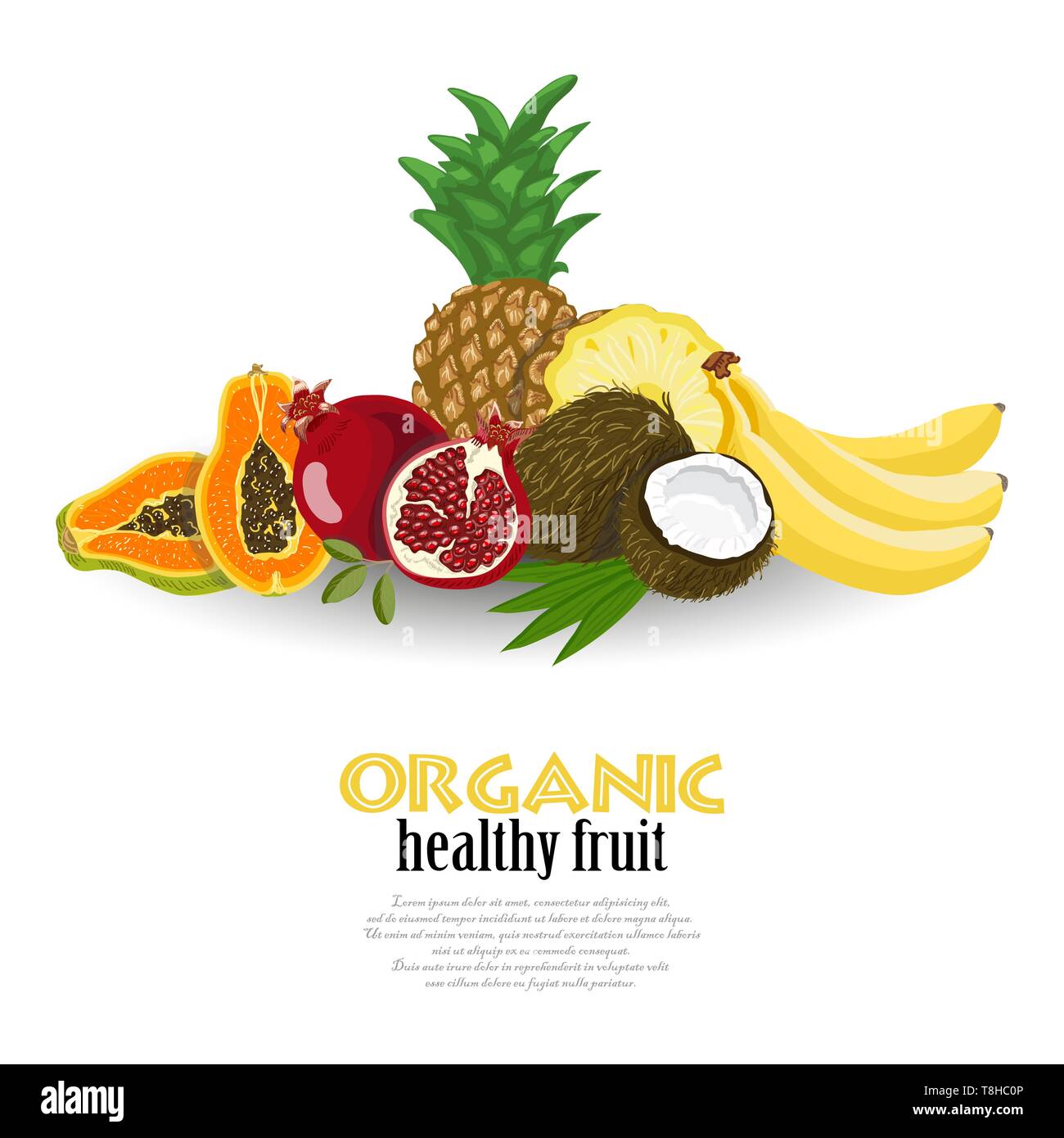 Vector background with exotic fruits. Vector illustration for your