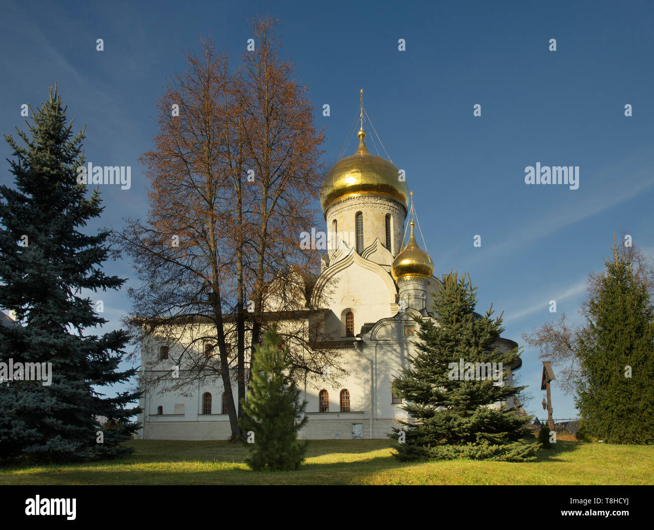 Cathedral of Nativity of Virgin Mary at Savvino-Storozhevsky monastery (Storozhi monastery of St. Savva). Zvenigorod. Russia Stock Photo