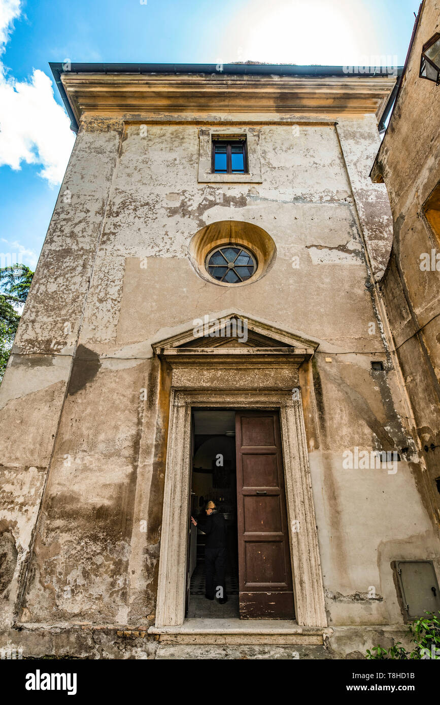 The face of the church of Casale di San Pio V complex, in Rome, Italy Stock Photo