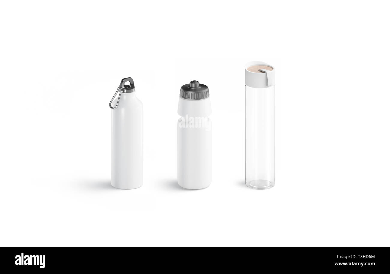 Download Blank White Glass Sport Bottle Mockup Isolated Side View 3d Rendering Empty Transparent Container For Water Mock Up Clear Acrylic Flask For Fitne Stock Photo Alamy