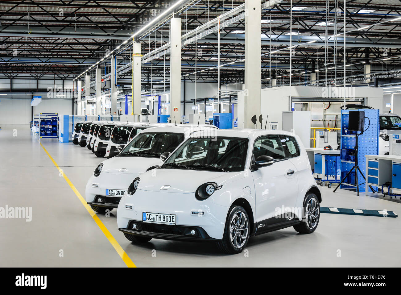 Aachen, North Rhine-Westphalia, Germany - e.GO Mobile delivers the first e.GO Life electric cars from the Aachen assembly plant.  Aachen, Nordrhein-We Stock Photo
