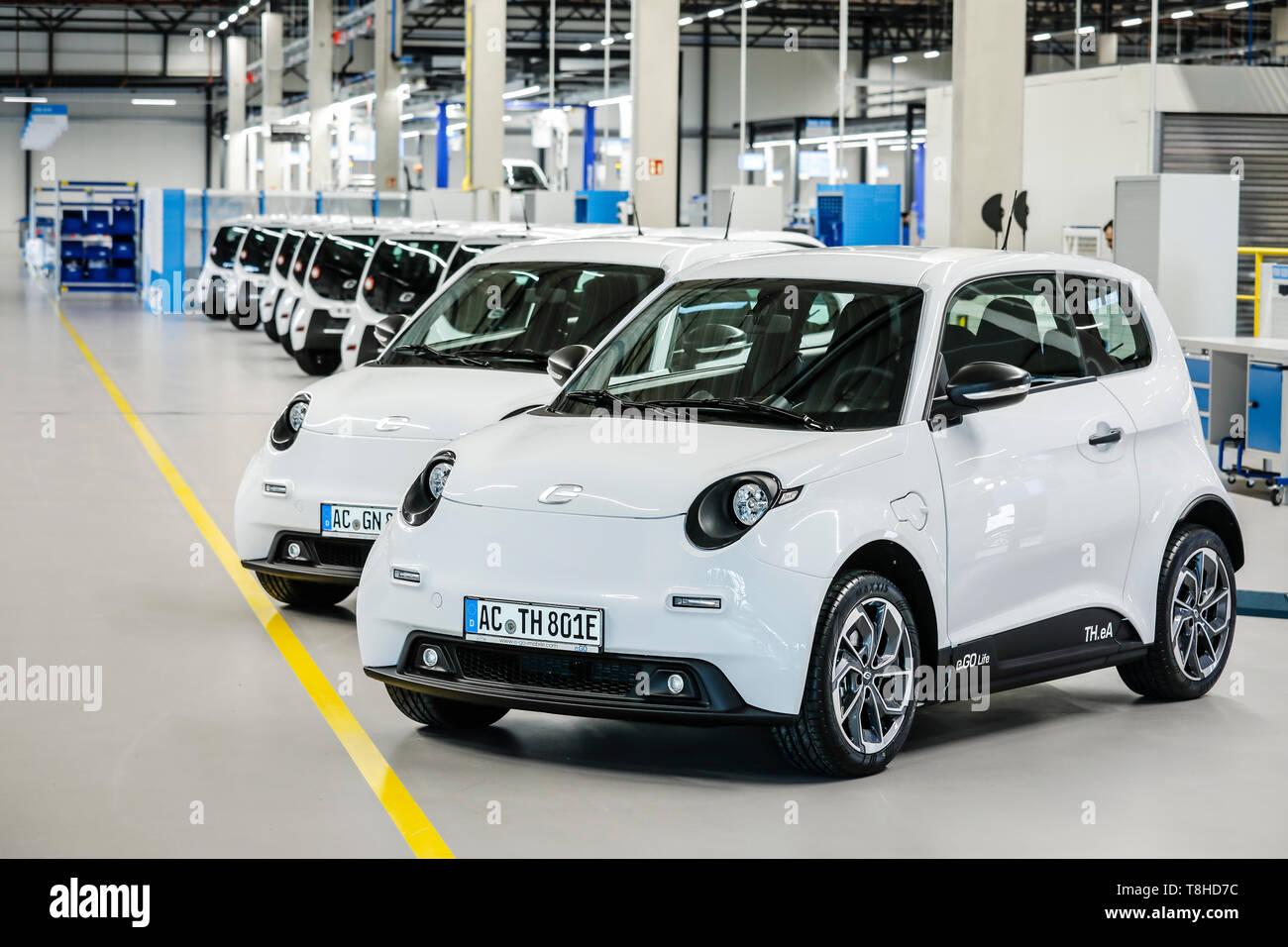Aachen, North Rhine-Westphalia, Germany - e.GO Mobile delivers the first e.GO Life electric cars from the Aachen assembly plant.  Aachen, Nordrhein-We Stock Photo