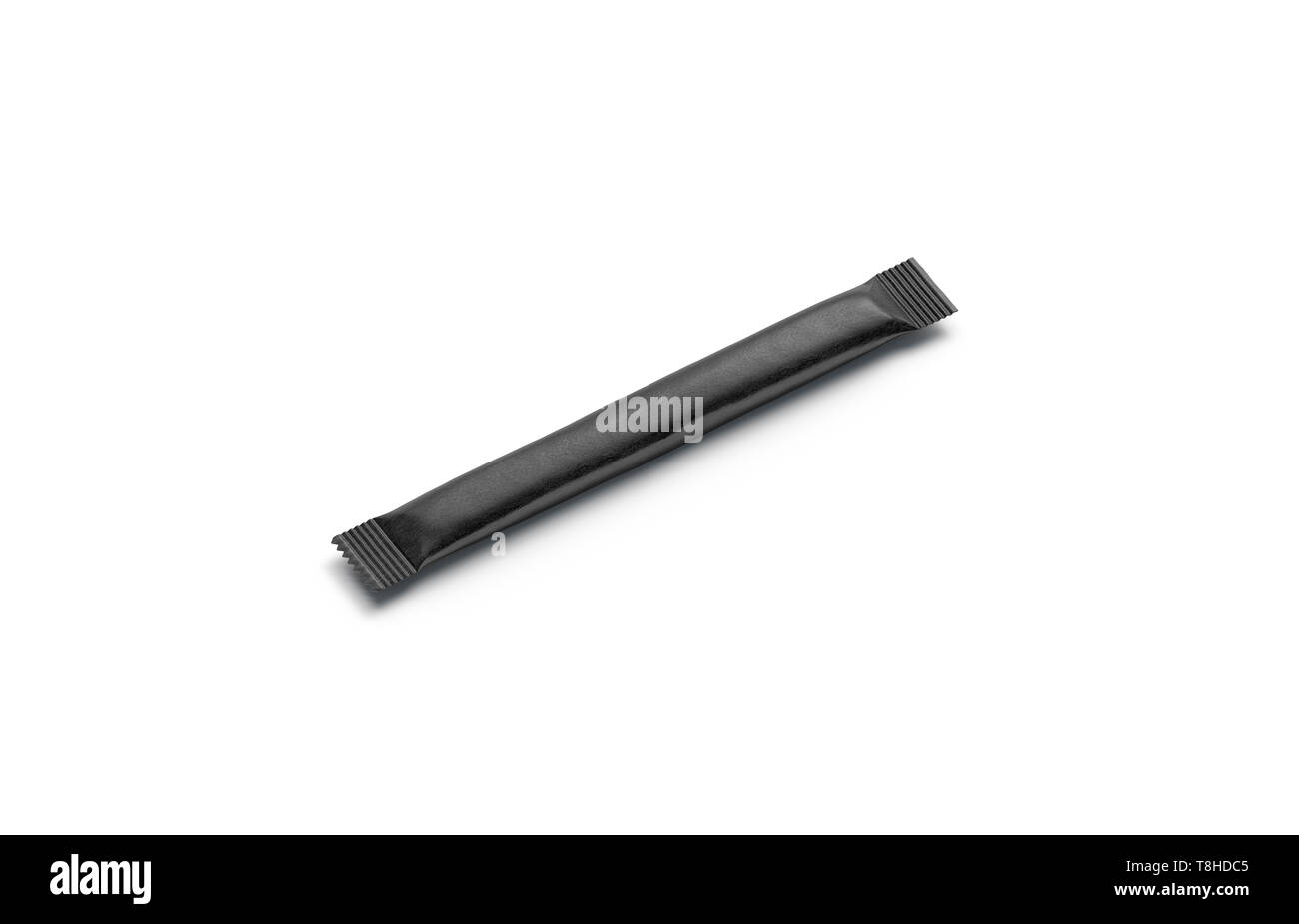 Clear blank white sugar packet mock up, isolated, side view, 3d