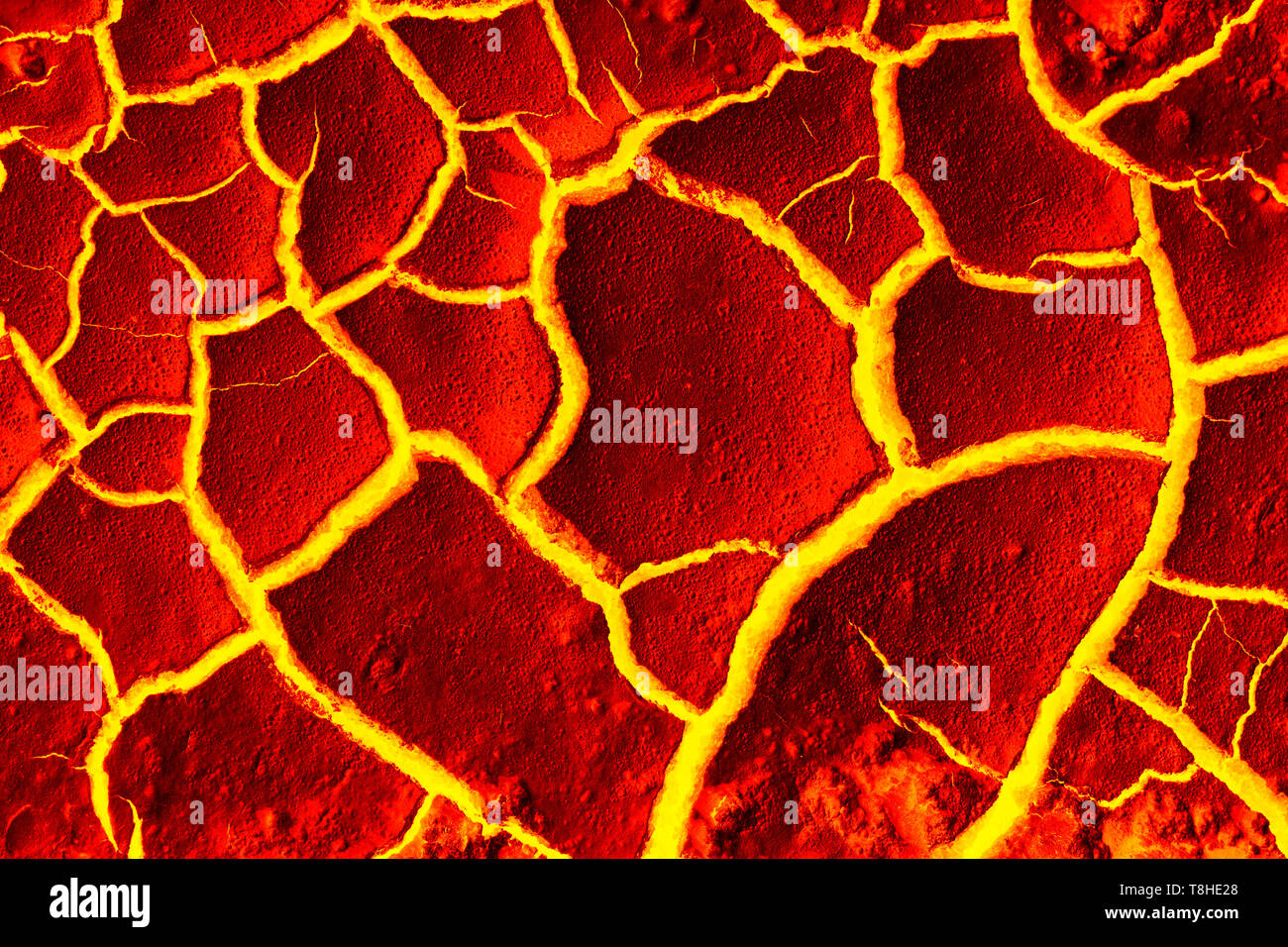 The surface of the lava, The red crack stage for background Stock Photo