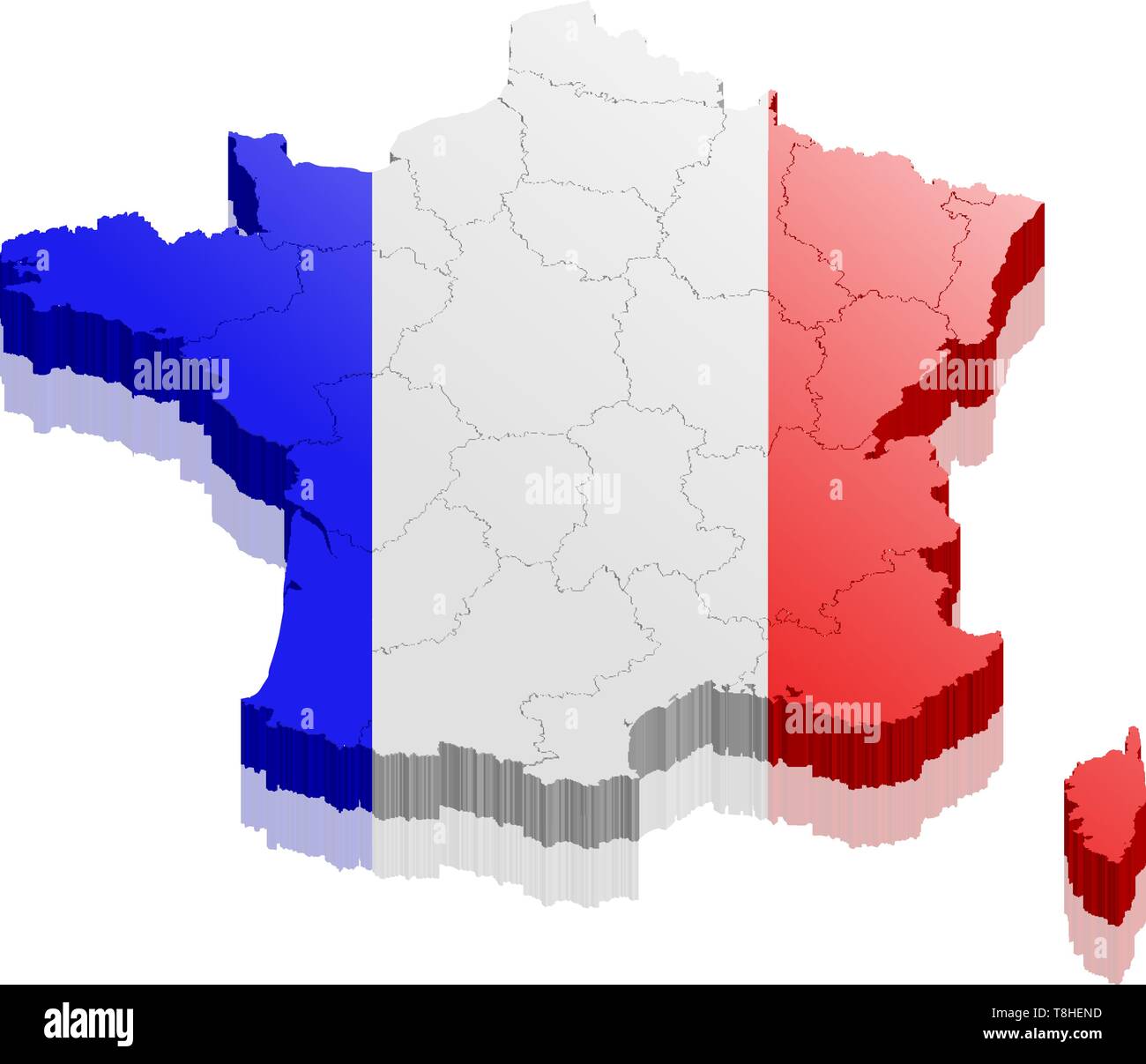 france map 3d Stock Vector