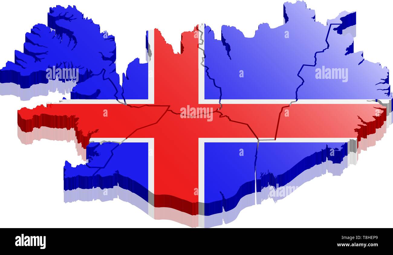iceland map 3d Stock Vector