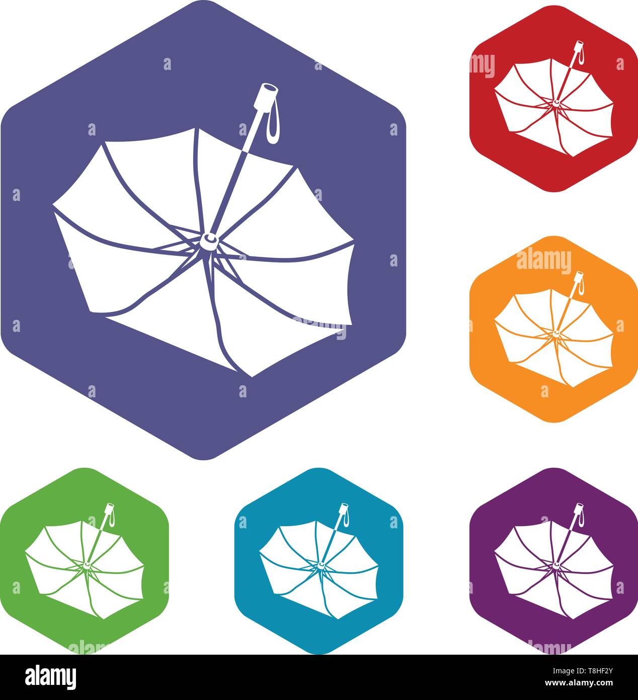 Falling umbrella icons vector hexahedron Stock Vector