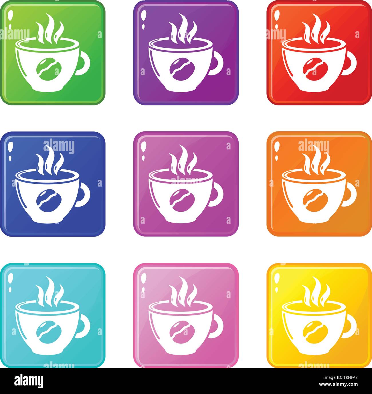 Cup coffee icons set 9 color collection Stock Vector Image & Art - Alamy
