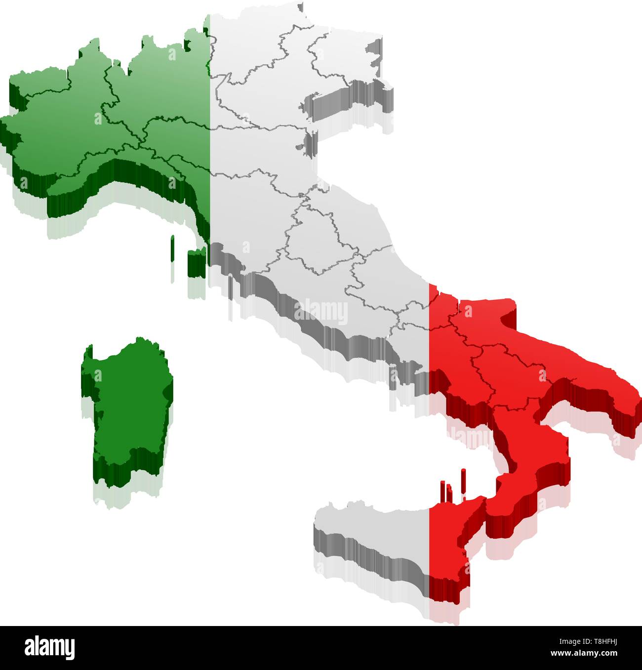italy map 3d Stock Vector