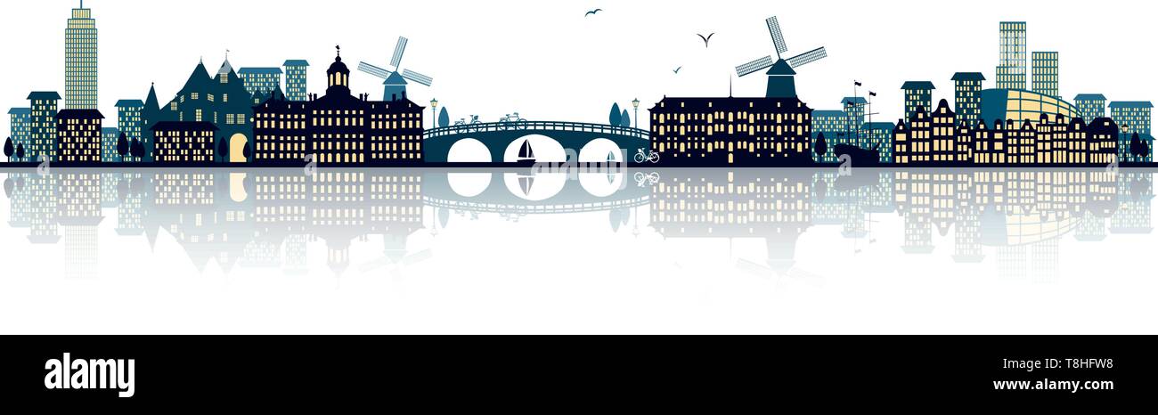 amsterdam skyline Stock Vector