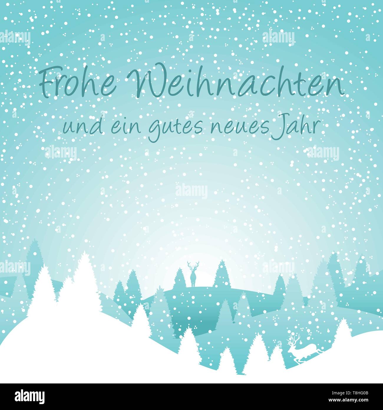 Merry christmas winter landscape skyline silhouette Stock Vector Image ...