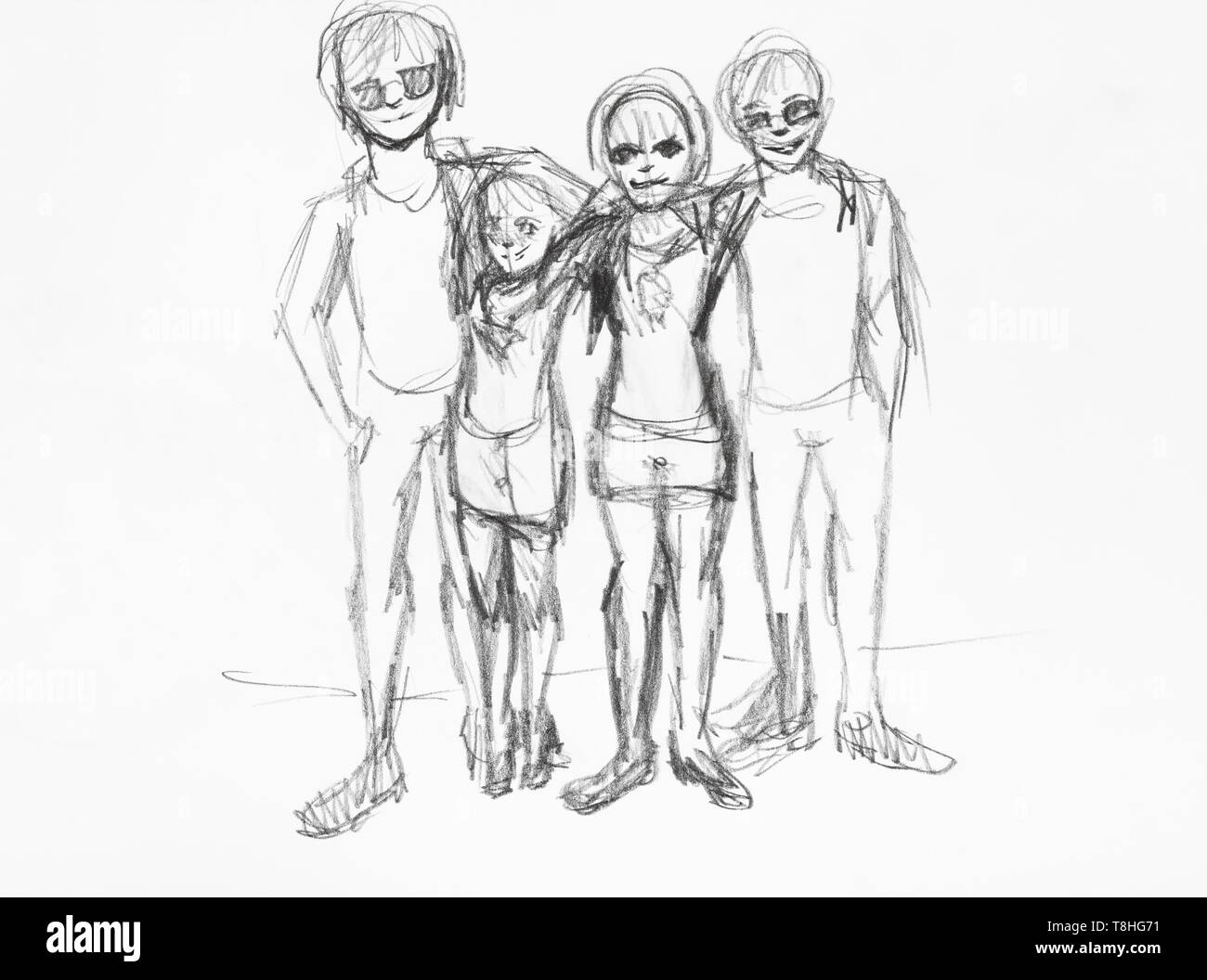 Teenagers Girl Boy Hug Black And White Stock Photos Images