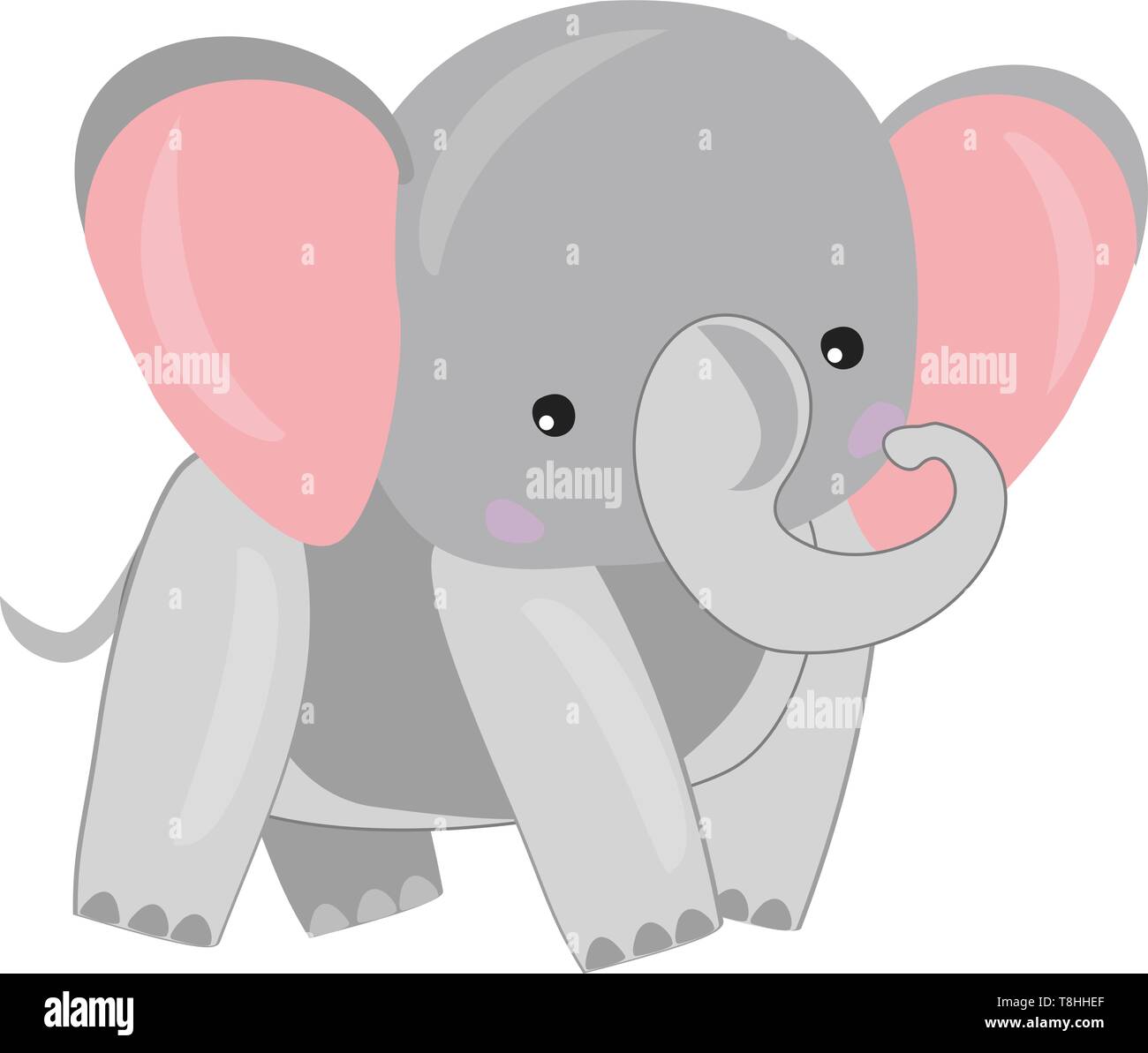 A cute little elephant with big pink ears, vector, color drawing or  illustration Stock Vector Image & Art - Alamy