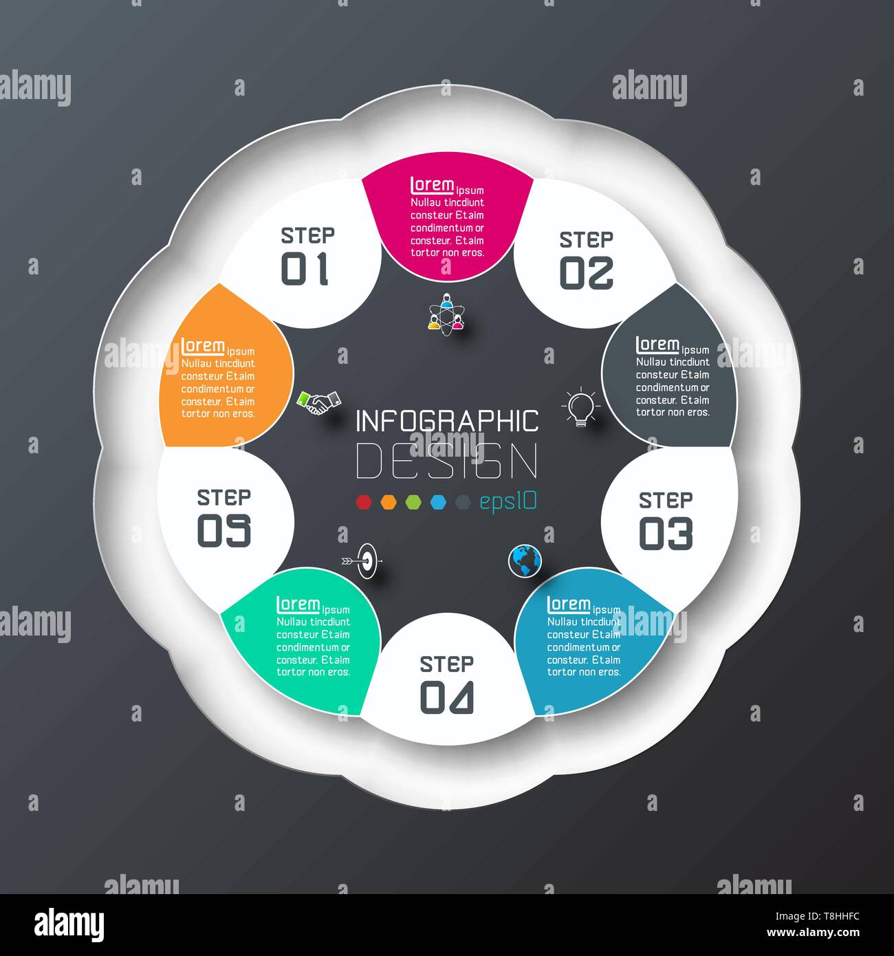 Business Infographics circle origami with shadow style Vector ...