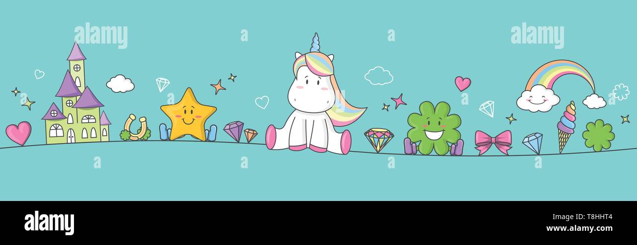 unicorn rainbow banner Stock Vector