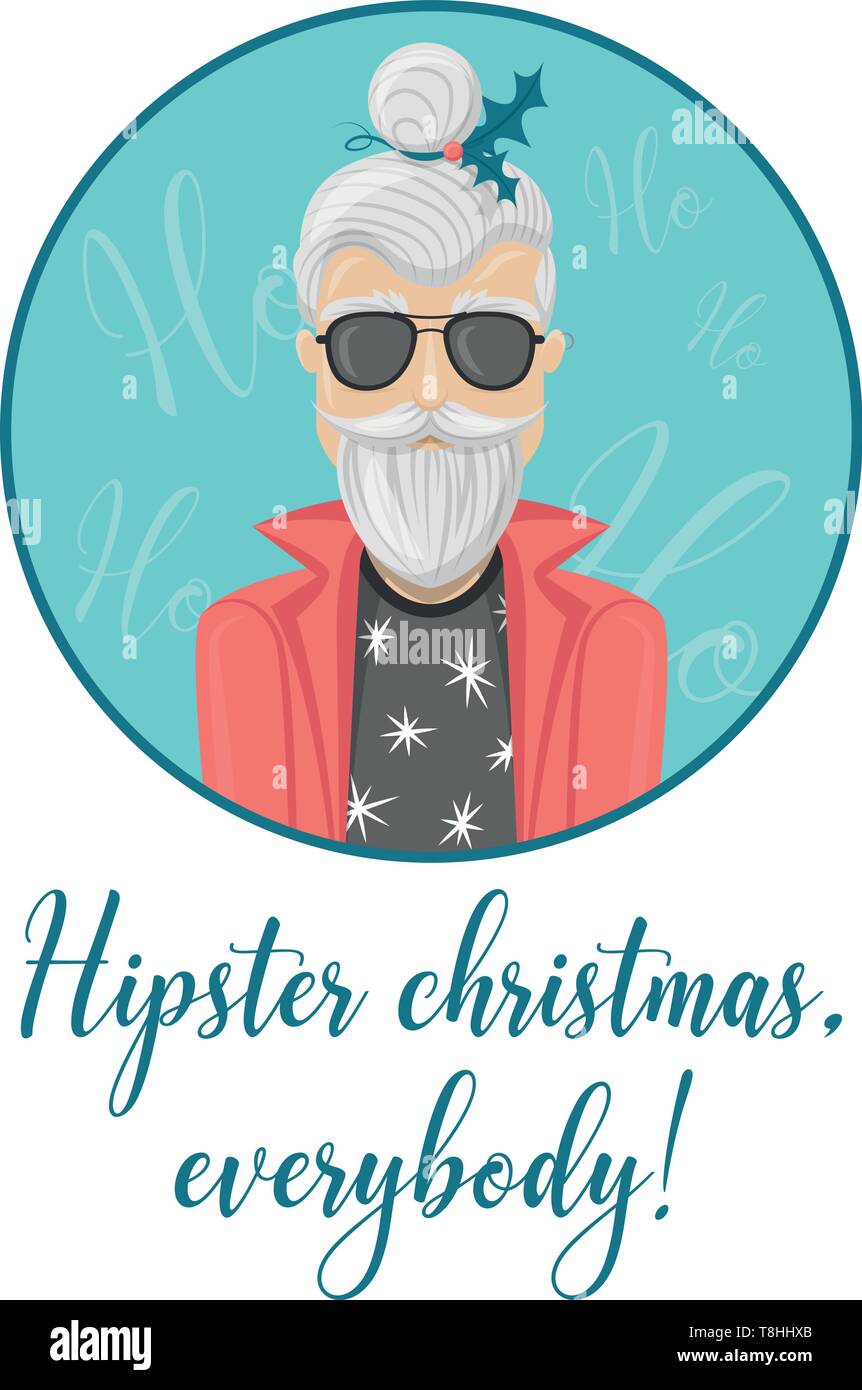 Santa claus christmas hipster isolated vector design Stock Vector Image