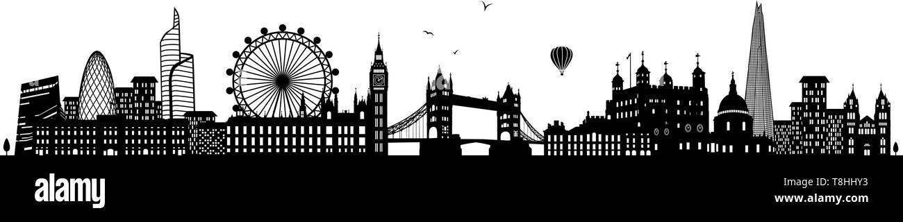 London Skyline Illustration Black and White Stock Photos & Images - Alamy