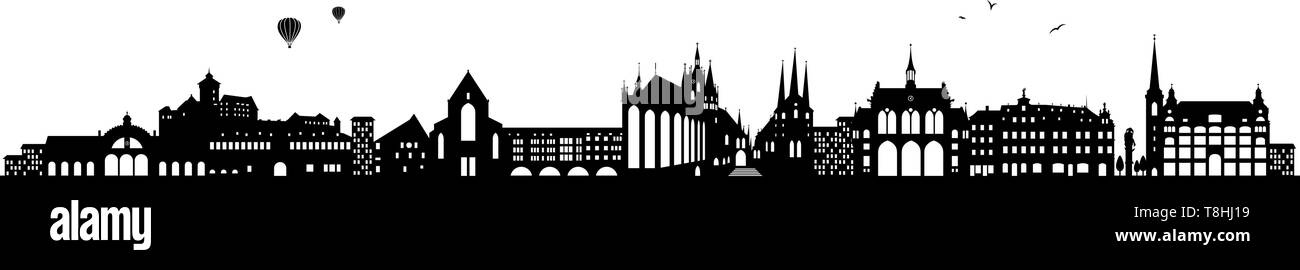 Erfurt skyline black Stock Vector