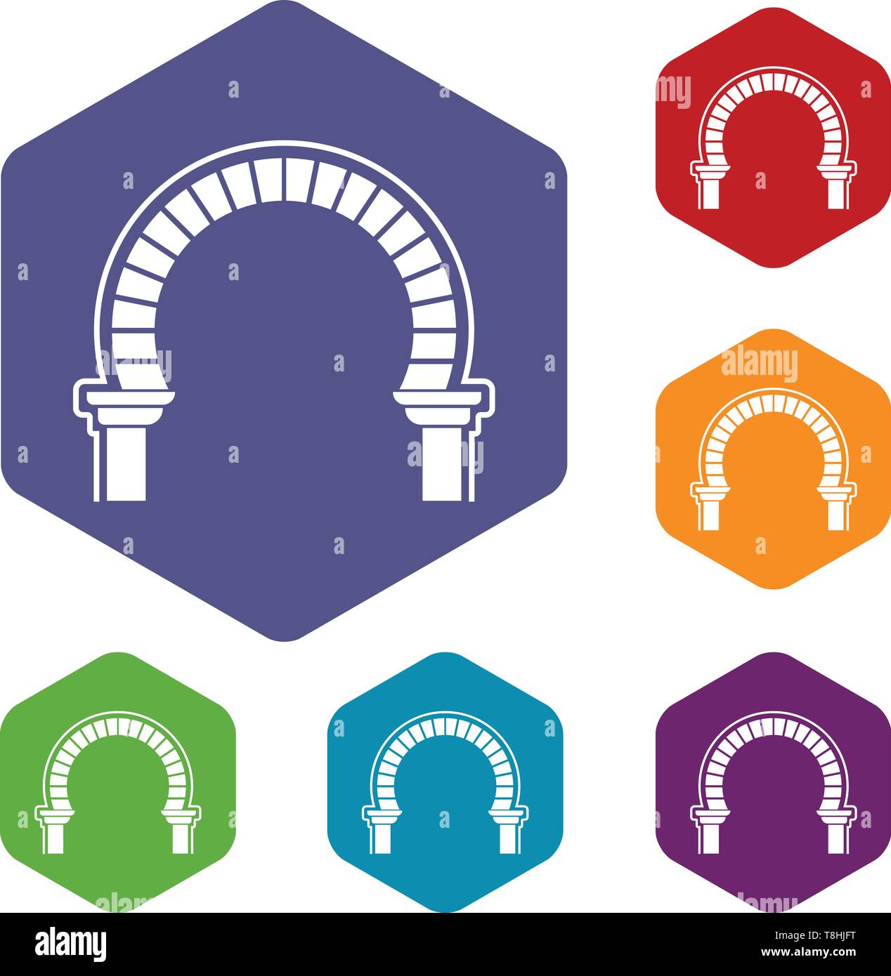 Curve arch icons vector hexahedron Stock Vector