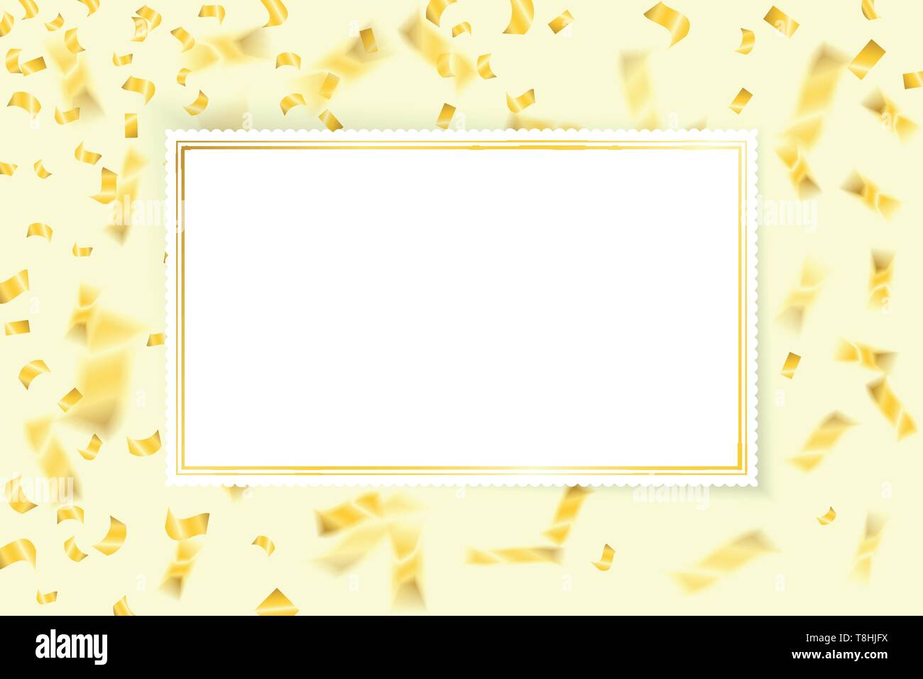 Flying golden confetti isolated transparent background Stock Vector