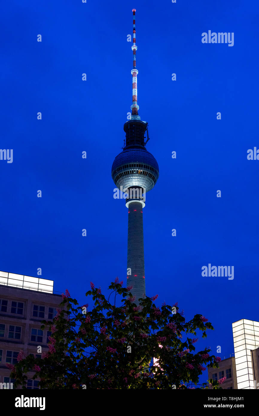 Sight to the Berlin Landmark TV Tower at Dawn. Berlin,Berlin/Germany - 09.05.2019 Stock Photo