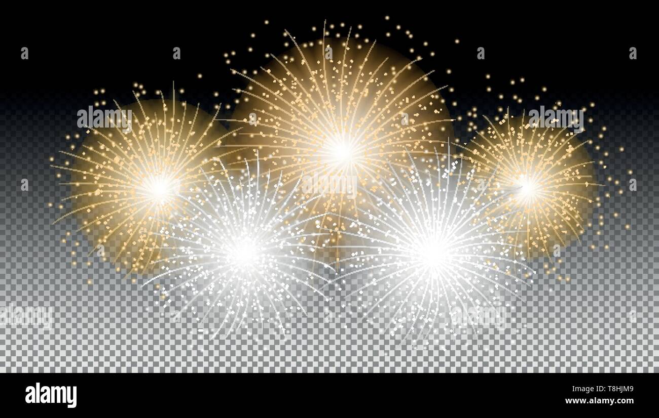 New year fireworks on black isolated background vector Stock Vector ...