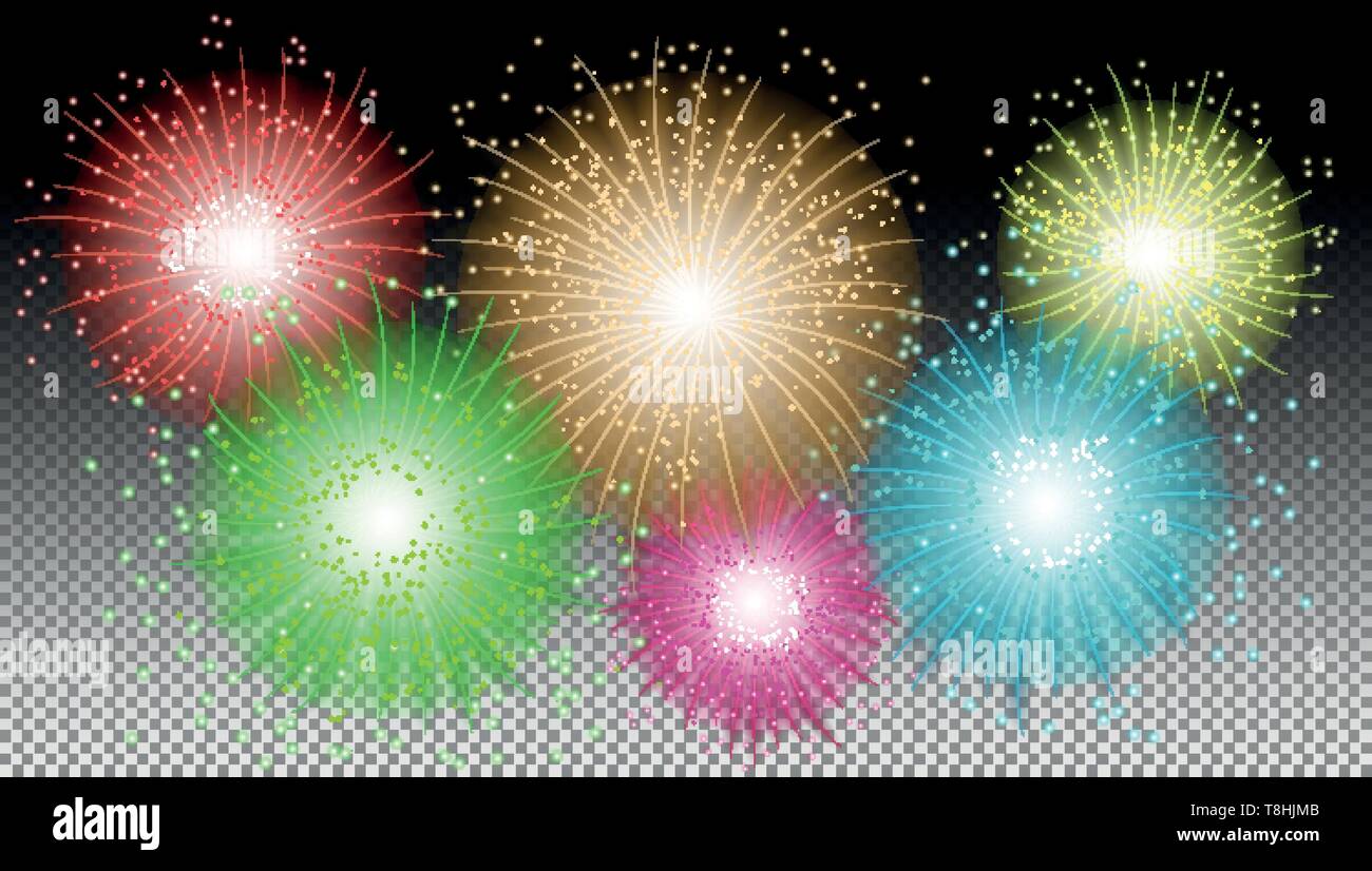 New year fireworks on black isolated background vector Stock Vector ...