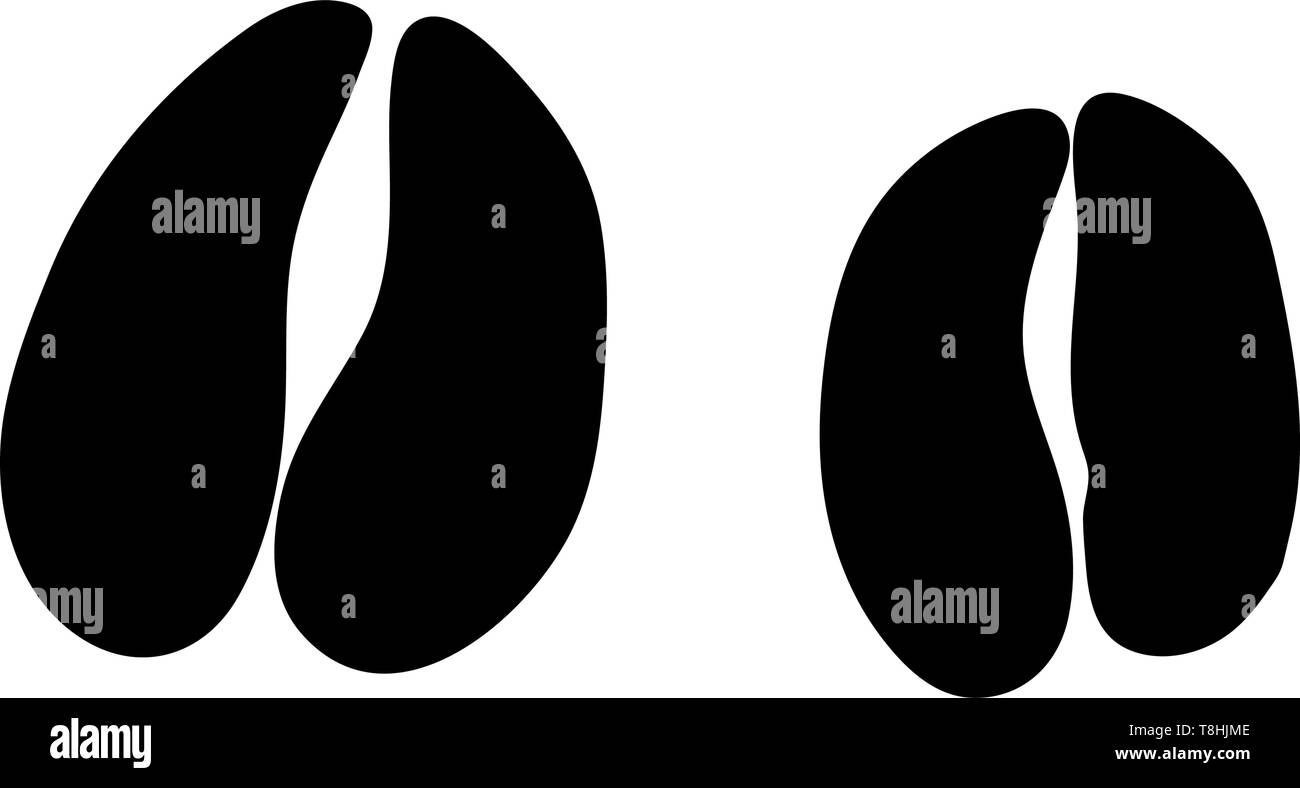 Red Deer Footprint. Black Silhouette Design. Vector Illustration. Stock Vector