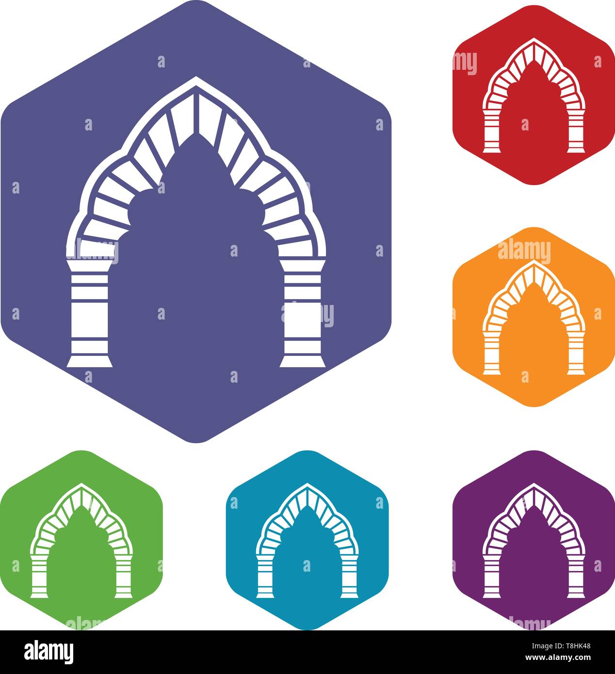 Round arch icons vector hexahedron Stock Vector
